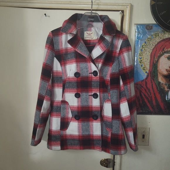 Faded Glory Women's Double-Breasted Faux Wool Peacoat with Hood XS - Picture 6 of 12